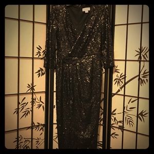 Long black sultry sequined JESSICA SIMPSON dress